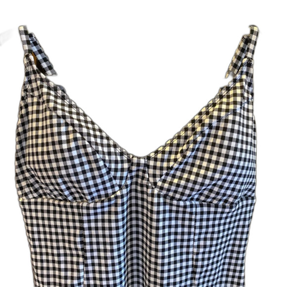 Time and Tru Swimsuit Womens Plus Size 16 - 18 XL B&W Checkered One Piece V Neck - Picture 1 of 11